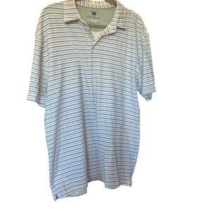 Desert Dunes Striped Polo Shirt XXL Blue Gray Orange Short Sleeve